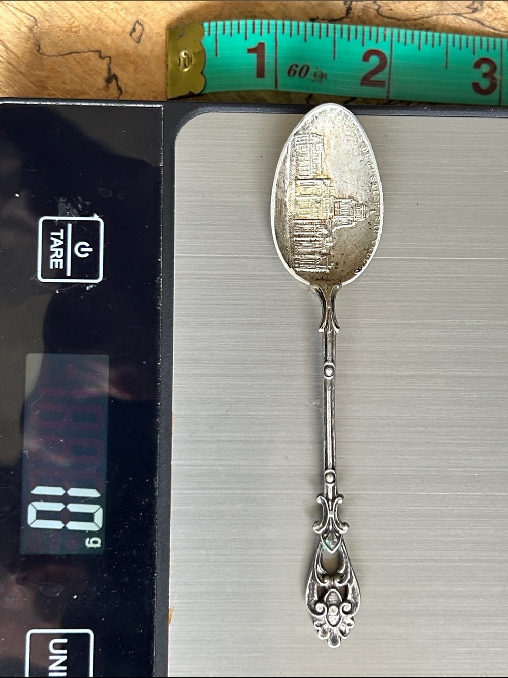 10gram 4 inch sterling Silver Souvenir Spoon with Building Motif